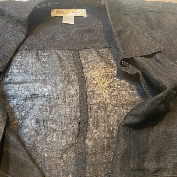Coldwater Creek Linen & Silk Button Up Top Sz PS Black #227L - Picture 8 of 12